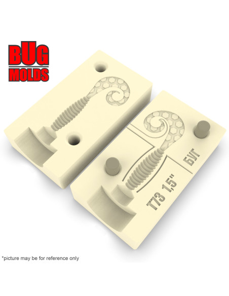Fishing soft bait mold CurlyGrub 0,8 inch model ID T107 from Bugmolds