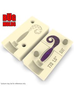 Fishing soft bait mold CurlyGrub 0,7 inch model ID T140 from Bugmolds 2