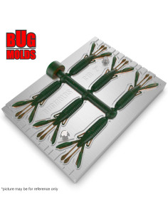 Fishing Soft Bait Multi-cavity Aluminum mold  CoverCraw 2 inch 6-cav vol. 0,48 fl oz (14,14 cm^3)  ID C10_6a1 from Bugmolds