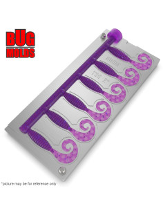 Fishing Soft Bait Multi-cavity Aluminum mold  CurlyGrub 2 inch 6-cav vol. 0,63 fl oz (18,71 cm^3)  ID T39_6a1 from Bugmolds