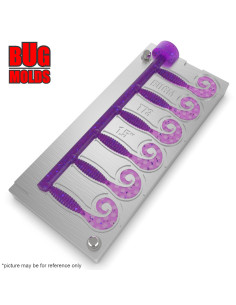 Fishing Soft Bait Multi-cavity Aluminum mold  CurlyGrub 1,5 inch 6-cav vol. 0,28 fl oz (8,25 cm^3)  ID T73_6a1 from Bugmolds