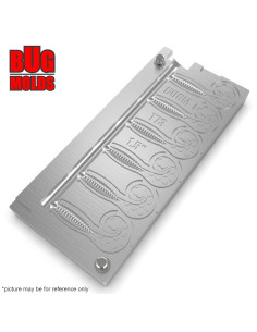 Fishing Soft Bait Multi-cavity Aluminum mold  CurlyGrub 1,5 inch 6-cav vol. 0,28 fl oz (8,25 cm^3)  ID T73_6a1 from Bugmolds 2