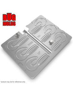 Fishing Soft Bait Multi-cavity Aluminum mold  Twister 1,5 inch 6-cav vol. 0,3 fl oz (8,923 cm^3)  ID T91_6a1 from Bugmolds 2