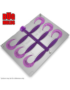 Fishing Soft Bait Multi-cavity Aluminum mold  Twister 2,5 inch 6-cav vol. 0,82 fl oz (24,19 cm^3)  ID T93_6a1 from Bugmolds