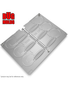 Fishing Soft Bait Multi-cavity Aluminum mold  Twister 2,5 inch 6-cav vol. 0,82 fl oz (24,19 cm^3)  ID T93_6a1 from Bugmolds 2