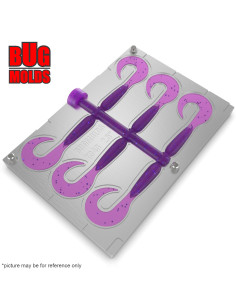 Fishing Soft Bait Multi-cavity Aluminum mold  Twister 2,5 inch 6-cav vol. 0,62 fl oz (18,33 cm^3)  ID T343_6a1 from Bugmolds