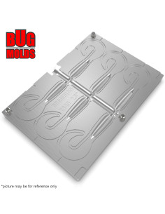 Fishing Soft Bait Multi-cavity Aluminum mold  Twister 2,5 inch 6-cav vol. 0,62 fl oz (18,33 cm^3)  ID T343_6a1 from Bugmolds 2