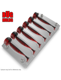 Fishing Soft Bait Multi-cavity Aluminum mold  EasyShiner 2 inch 6-cav vol. 0,44 fl oz (13,12 cm^3)  ID V20_6ai from Bugmolds