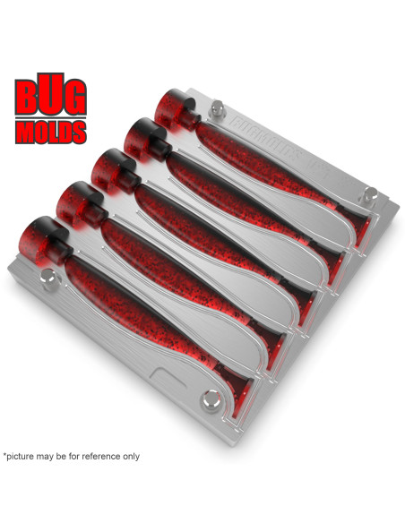 Fishing Soft Bait Multi-cavity Aluminum mold  EasyShiner 3 inch 5-cav vol. 0,81 fl oz (24,06 cm^3)  ID V21_5ai from Bugmolds