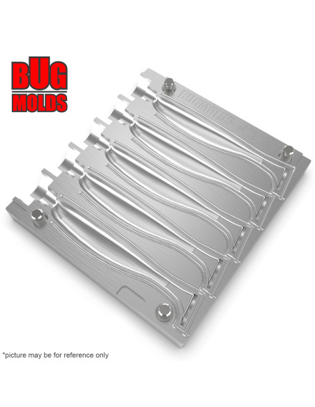 Fishing Soft Bait Multi-cavity Aluminum mold  EasyShiner 3 inch 5-cav vol. 0,81 fl oz (24,06 cm^3)  ID V21_5ai from Bugmolds