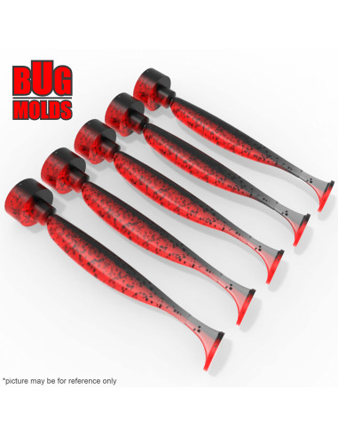 Fishing Soft Bait Multi-cavity Aluminum mold  EasyShiner 3 inch 5-cav vol. 0,81 fl oz (24,06 cm^3)  ID V21_5ai from Bugmolds