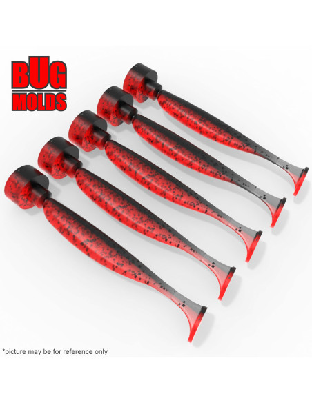 Fishing Soft Bait Multi-cavity Aluminum mold  EasyShiner 3 inch 5-cav vol. 0,81 fl oz (24,06 cm^3)  ID V21_5ai from Bugmolds