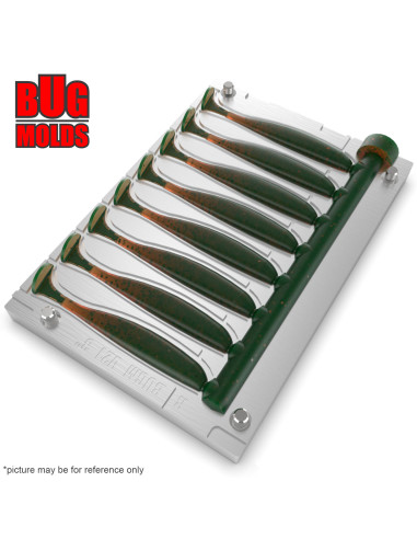 Fishing Soft Bait Multi-cavity Aluminum mold  EasyShiner 3 inch 8-cav vol. 1,12 fl oz (33,22 cm^3)  ID V21_8a1 from Bugmolds