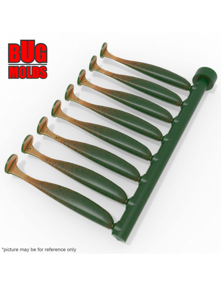 Fishing Soft Bait Multi-cavity Aluminum mold  EasyShiner 3 inch 8-cav vol. 1,12 fl oz (33,22 cm^3)  ID V21_8a1 from Bugmolds