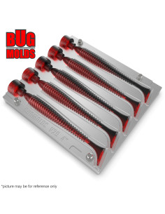 Fishing Soft Bait Multi-cavity Aluminum mold  SwingImpact 4 inch 5-cav vol. 1,26 fl oz (37,29 cm^3)  ID V29_5ai from Bugmolds