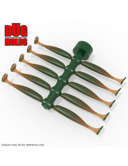 Fishing Soft Bait Multi-cavity Aluminum mold  EasyShiner 1,5 inch 10-cav vol. 0,31 fl oz (9,2 cm^3)  ID V86_10a1 from Bugmolds