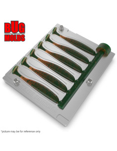 Fishing Soft Bait Multi-cavity Aluminum mold  EasyShiner 2,5 inch 6-cav vol. 0,51 fl oz (14,96 cm^3)  ID V87_6a1 from Bugmolds