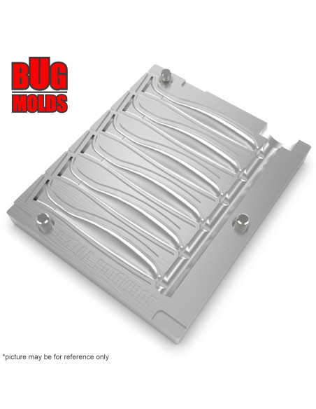 Fishing Soft Bait Multi-cavity Aluminum mold  EasyShiner 2,5 inch 6-cav vol. 0,51 fl oz (14,96 cm^3)  ID V87_6a1 from Bugmolds