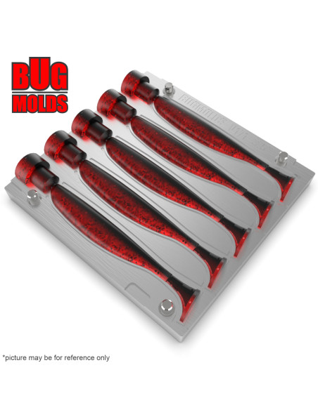 Fishing Soft Bait Multi-cavity Aluminum mold  EasyShiner 3,5 inch 5-cav vol. 1,28 fl oz (37,91 cm^3)  ID V171_5ai from Bugmolds