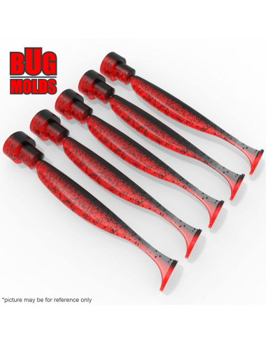 Fishing Soft Bait Multi-cavity Aluminum mold  EasyShiner 3,5 inch 5-cav vol. 1,28 fl oz (37,91 cm^3)  ID V171_5ai from Bugmolds