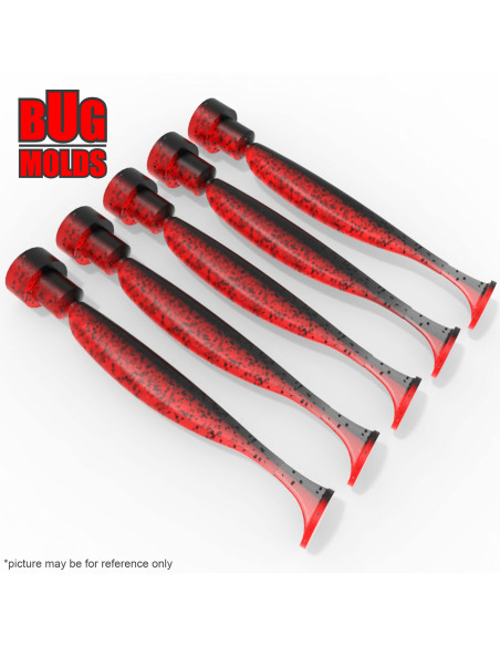 Fishing Soft Bait Multi-cavity Aluminum mold  EasyShiner 3,5 inch 5-cav vol. 1,28 fl oz (37,91 cm^3)  ID V171_5ai from Bugmolds