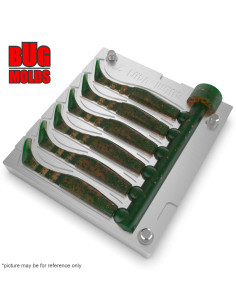 Fishing Soft Bait Multi-cavity Aluminum mold  Fishunter 2 inch 6-cav vol. 0,57 fl oz (16,76 cm^3)  ID V401_6a1 from Bugmolds