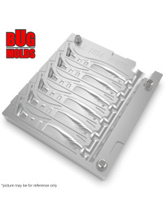 Fishing Soft Bait Multi-cavity Aluminum mold  Fishunter 2 inch 6-cav vol. 0,57 fl oz (16,76 cm^3)  ID V401_6a1 from Bugmolds 2