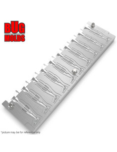 Fishing Soft Bait Multi-cavity Aluminum mold  RockyFry 1,5 inch 10-cav vol. 0,69 fl oz (20,36 cm^3)  ID V402_10ai from Bugmolds 2