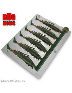 Fishing Soft Bait Multi-cavity Aluminum mold  PrawnPaddle 3,2 inch 6-cav vol. 1,6 fl oz (47,23 cm^3)  ID V513_6a1 from Bugmolds