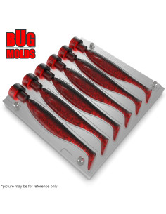 Fishing Soft Bait Multi-cavity Aluminum mold  ShadTeezSlim 3,5 inch 6-cav vol. 1,75 fl oz (51,9 cm^3)  ID V748_6ai from Bugmolds