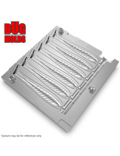 Fishing Soft Bait Multi-cavity Aluminum mold  PulseShad 2,5 inch 6-cav vol. 0,45 fl oz (13,41 cm^3)  ID V766_6a1 from Bugmolds 2