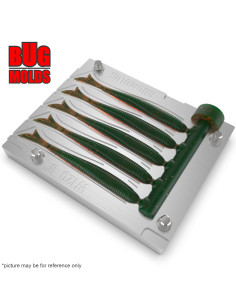 Fishing Soft Bait Multi-cavity Aluminum mold  FishTail 3 inch 5-cav vol. 0,48 fl oz (14,18 cm^3)  ID W120_5a1 from Bugmolds