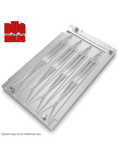 Fishing Soft Bait Multi-cavity Aluminum mold  SuperFluke 5 inch 4-cav vol. 1,19 fl oz (35,14 cm^3)  ID W227_4a1 from Bugmolds 2