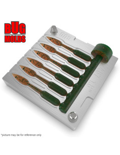 Fishing Soft Bait Multi-cavity Aluminum mold  PonyTail 1,8 inch 6-cav vol. 0,23 fl oz (6,72 cm^3)  ID W467_6a1 from Bugmolds