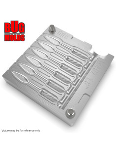 Fishing Soft Bait Multi-cavity Aluminum mold  PonyTail 1,8 inch 6-cav vol. 0,23 fl oz (6,72 cm^3)  ID W467_6a1 from Bugmolds 2