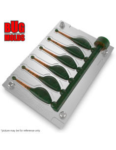 Fishing Soft Bait Multi-cavity Aluminum mold  Shadpole 2 inch 6-cav vol. 0,5 fl oz (14,72 cm^3)  ID W484_6a1 from Bugmolds