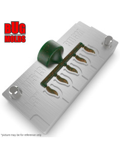 Fishing Soft Bait Multi-cavity Aluminum mold  S-Maggot 0,3 inch 5-cav vol. 0,08 fl oz (2,28 cm^3)  ID W513_5a1 from Bugmolds