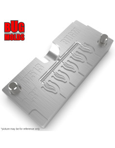 Fishing Soft Bait Multi-cavity Aluminum mold  S-Maggot 0,3 inch 5-cav vol. 0,08 fl oz (2,28 cm^3)  ID W513_5a1 from Bugmolds 2