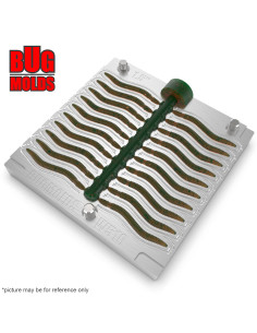 Fishing Soft Bait Multi-cavity Aluminum mold  RedWorm 1,5 inch 20-cav vol. 0,3 fl oz (8,79 cm^3)  ID W516_20a1 from Bugmolds