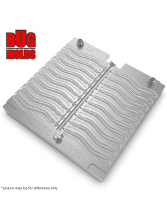 Fishing Soft Bait Multi-cavity Aluminum mold  RedWorm 1,5 inch 20-cav vol. 0,3 fl oz (8,79 cm^3)  ID W516_20a1 from Bugmolds 2