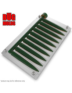 Fishing Soft Bait Multi-cavity Aluminum mold  WormStick 3 inch 10-cav vol. 1,85 fl oz (54,58 cm^3)  ID W582_10a1 from Bugmolds