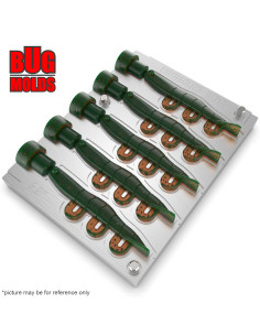 Fishing Soft Bait Multi-cavity Aluminum mold  ShrimpX 2,8 inch 5-cav vol. 1,18 fl oz (34,99 cm^3)  ID W718_5ai from Bugmolds