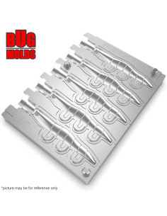 Fishing Soft Bait Multi-cavity Aluminum mold  ShrimpX 2,8 inch 5-cav vol. 1,18 fl oz (34,99 cm^3)  ID W718_5ai from Bugmolds 2