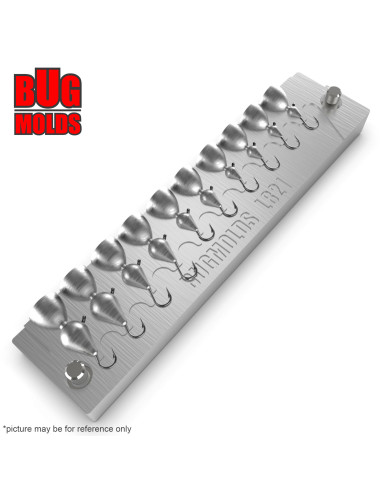 Aluminum CNC Mold Ice Jig Pelkie Ice Jig 0,35-3,55g 10-cav: 0,35-0,35-0,44-0,44-0,88-0,88-1,77-1,77-3,55-3,55g ID IJ821_10ai