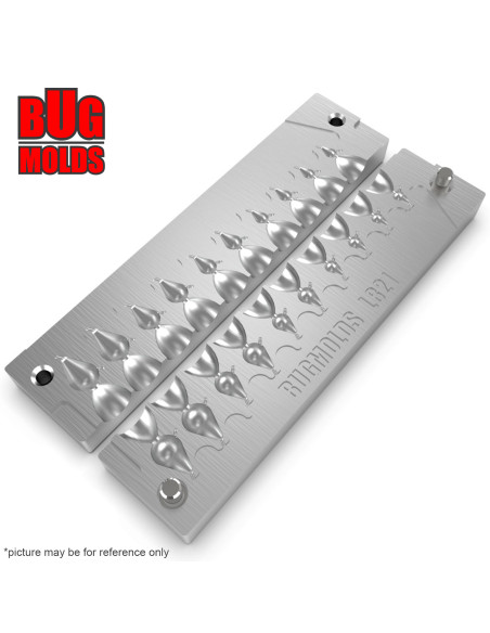 Aluminum CNC Mold Ice Jig Pelkie Ice Jig 0,35-3,55g 10-cav: 0,35-0,35-0,44-0,44-0,88-0,88-1,77-1,77-3,55-3,55g ID IJ821_10ai