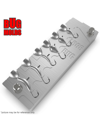 Aluminum CNC Mold Ice Jig Mormishka Spoon & Pelkie Ice Jig 0,5-1,5g 6-cav: 0,5-1-1,5-0,5-1-1,5g ID IJ868_6ai