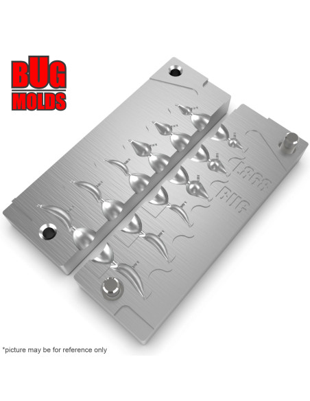 Aluminum CNC Mold Ice Jig Mormishka Spoon & Pelkie Ice Jig 0,5-1,5g 6-cav: 0,5-1-1,5-0,5-1-1,5g ID IJ868_6ai