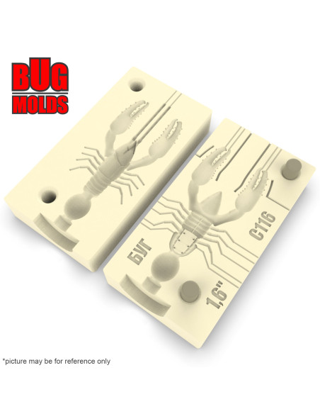 Fishing soft bait mold CrawFishTube 1,6 inch model ID C116 from Bugmolds