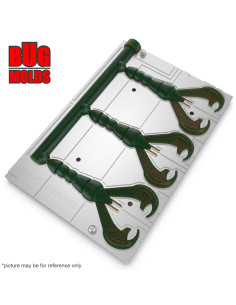 Fishing Soft Bait Multi-cavity Aluminum mold  RageCrawModified 4 inch 3-cav vol. 1,6 fl oz (47,34 cm^3)  ID C128_3a1 from Bugmol