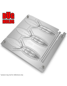 Fishing Soft Bait Multi-cavity Aluminum mold  SweetBeaver 4,2 inch 3-cav vol. 1,27 fl oz (37,57 cm^3)  ID C354_3a1 from Bugmolds 2